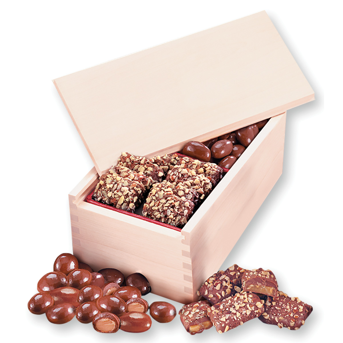English Toffee & Chocolate Almonds in Wooden Collector's Box 1