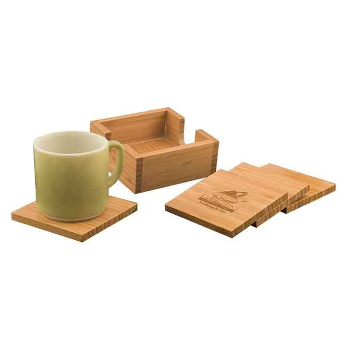 4" x 4" Bamboo 4-Coaster Set 2