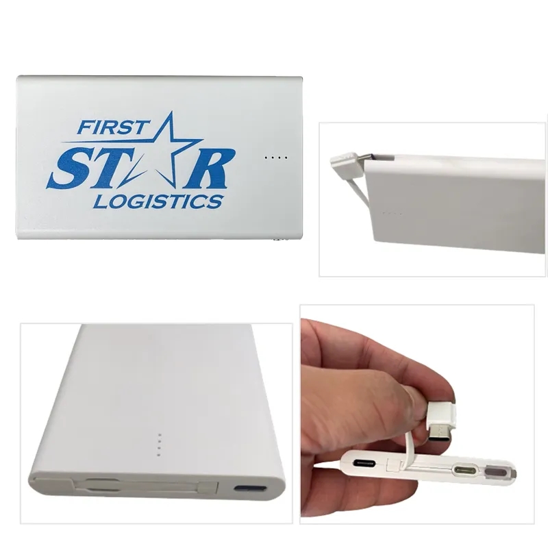 4000mAh Slim Card Power Bank with Built-in Cable 3