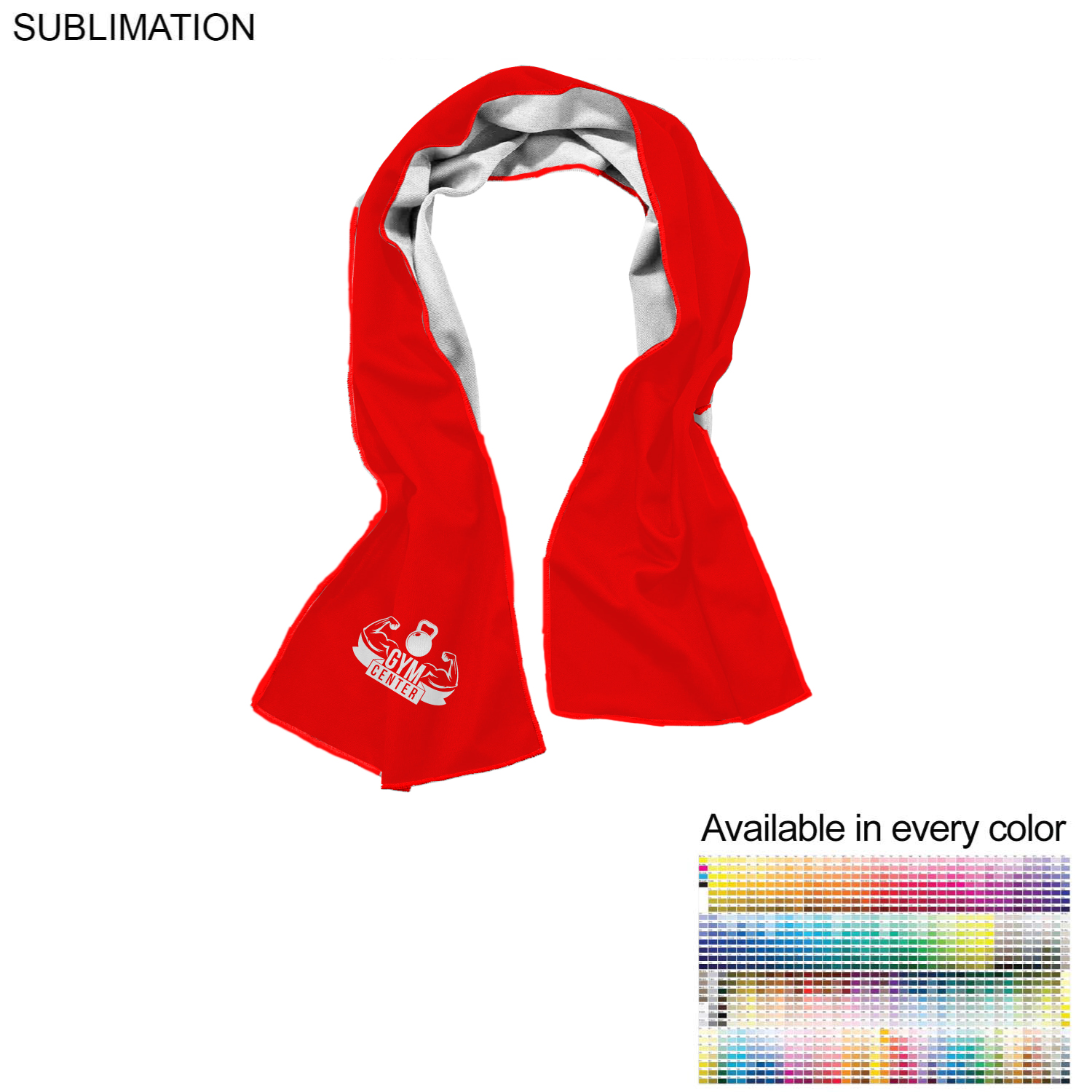 Gym, Workout, Fitness towel in Cooling Fabric, 12"x40", Sublimated Edge to Edge 1 side. 4