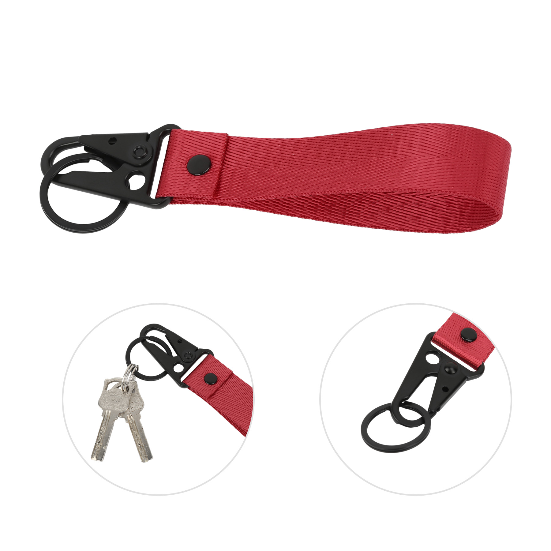 Nylon Wrist Motorcycle Keychain With Black Eagle Mouth Buckle 3