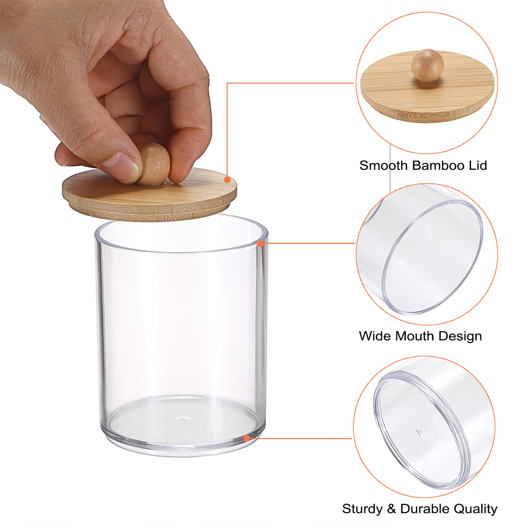 Qtip Holder Dispenser With Bamboo Lid 2