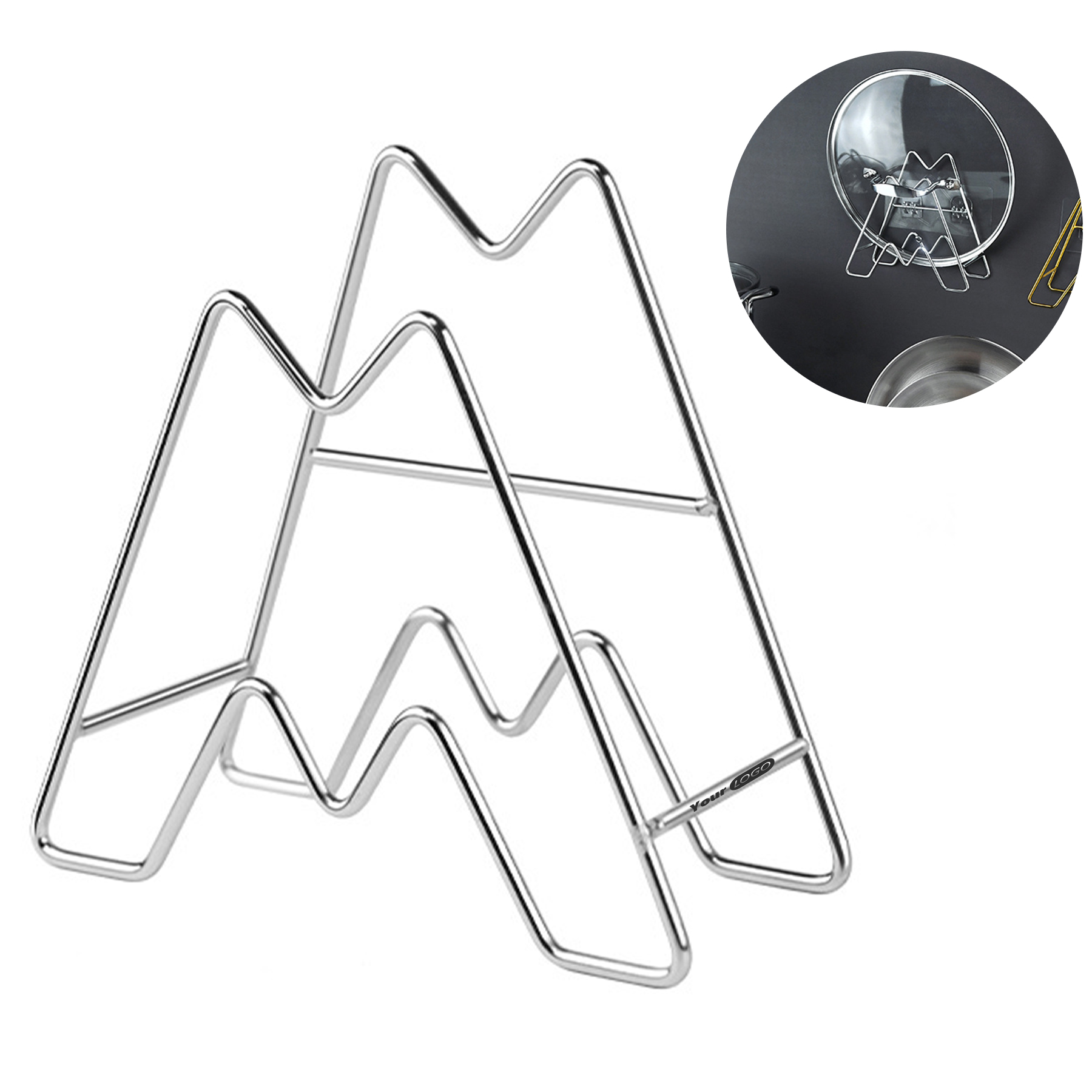 Stainless Steel Kitchen Storage Pot Cover Rack 2