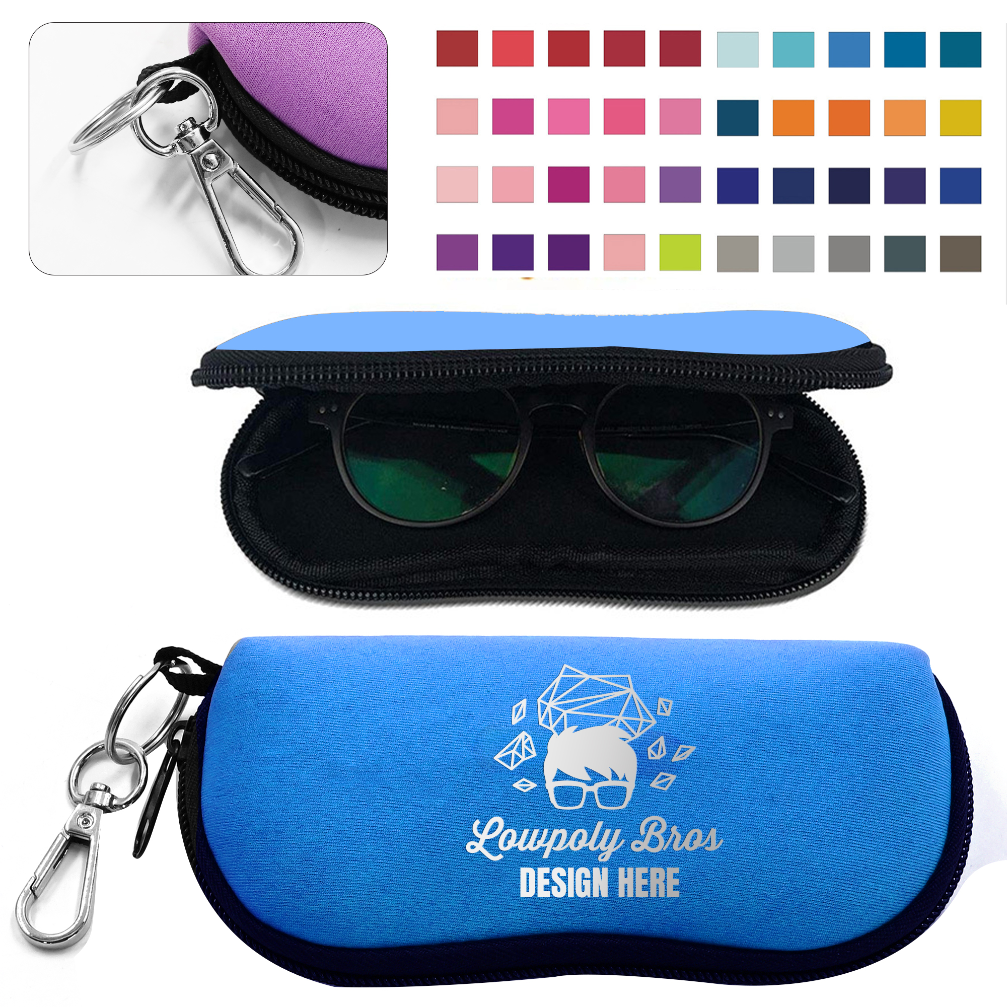 Neoprene Glasses Pouch with Zipper Closure for Sunglasses 4
