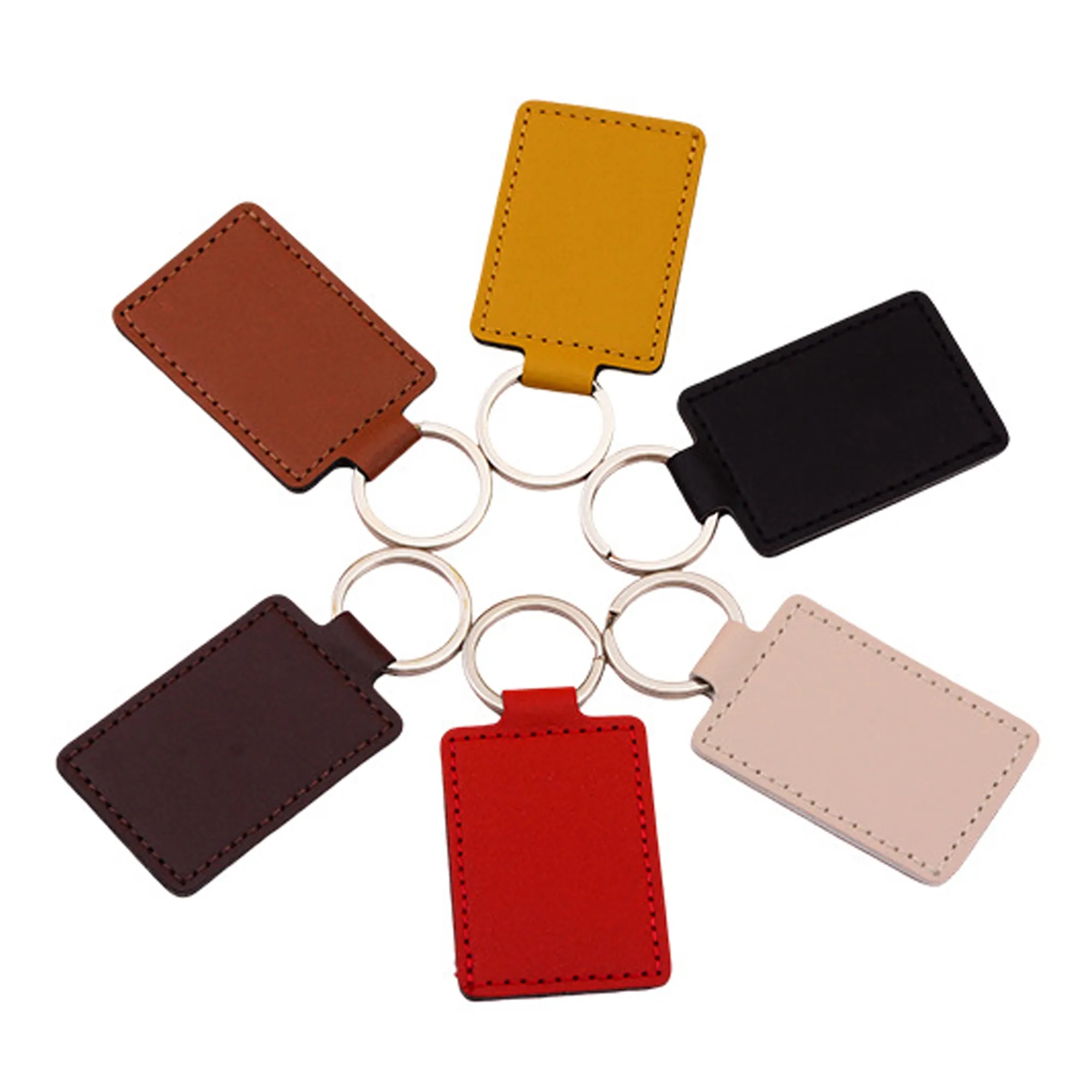 Leather rectangular keychain 3