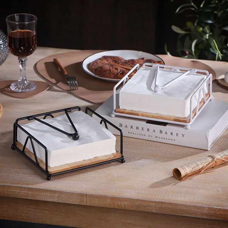 Metal Napkin Holder with Wooden Base 2
