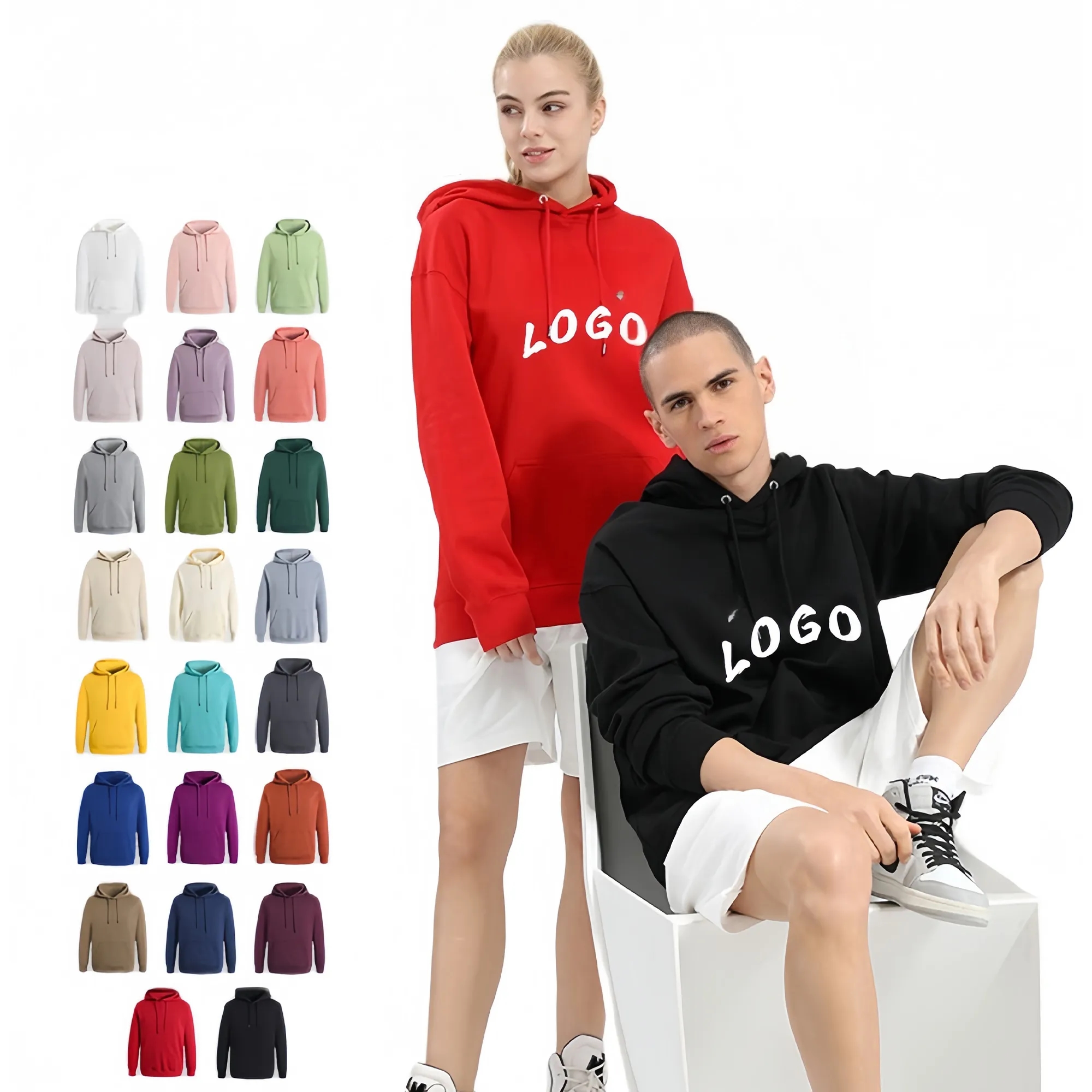 Cotton Hooded Pullover, Fall Sweatshirt