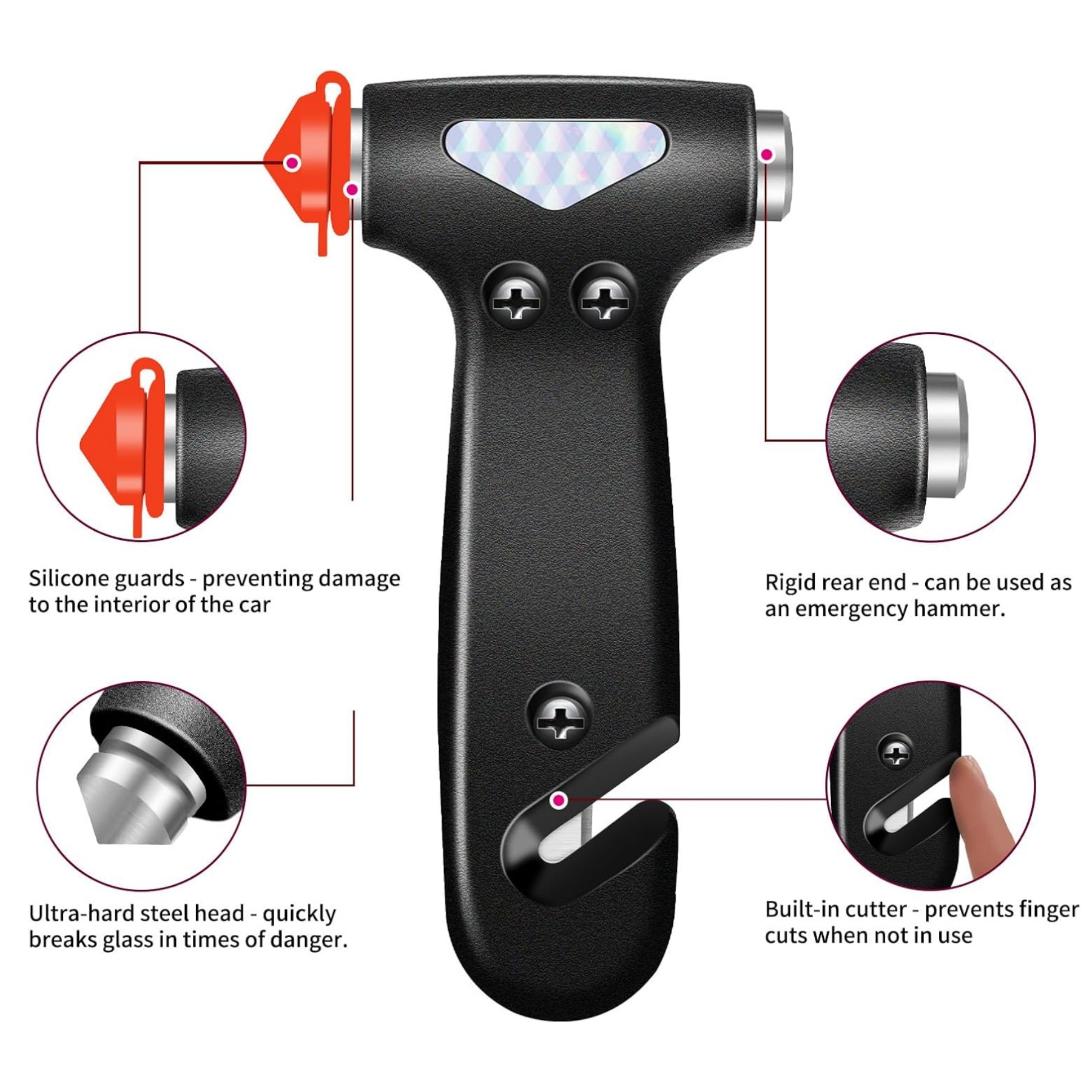 2-in-1 Car Window Breaker Hammer 2