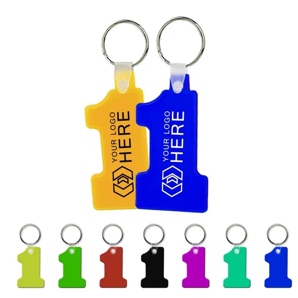 Soft Squeezable Key Tag - Number One Shaped 1