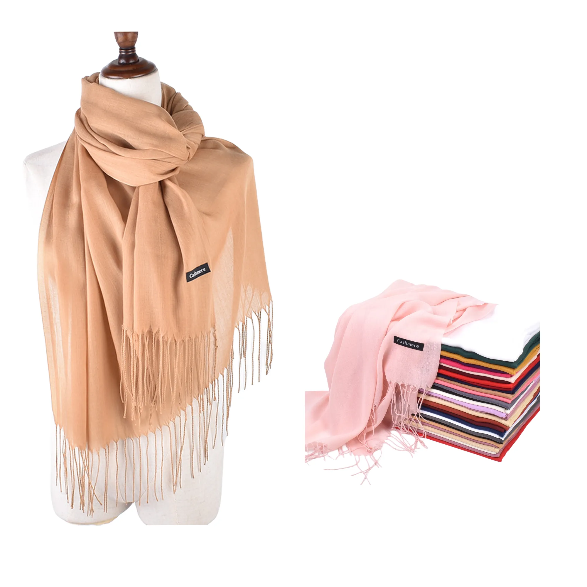 Cashmere Pashmina Woven Scarf With Fringes 2