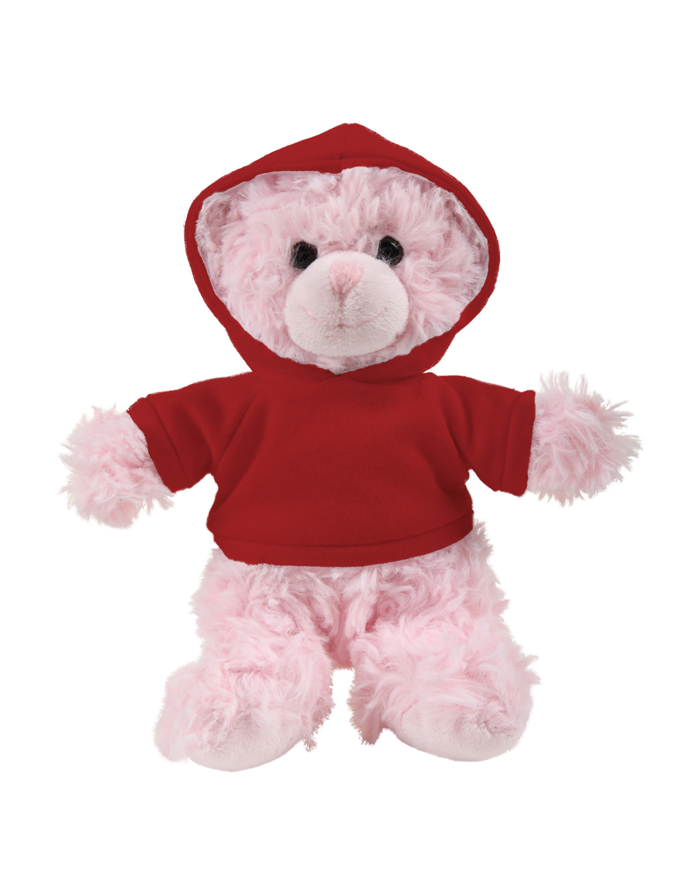 soft plush  Pink Curly Sitting Bear with hoodie 10