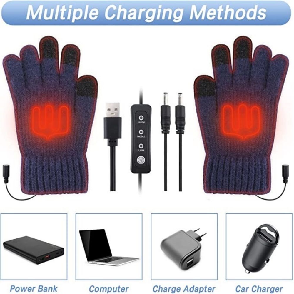 Screentouch Knitted Woolen USB Hand Warmer Gloves 3