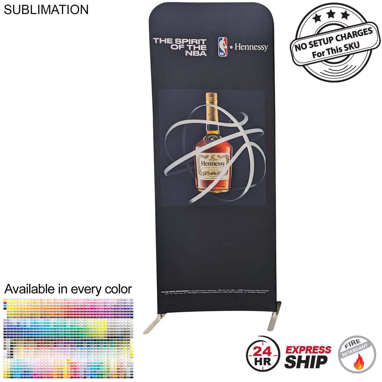 24 Hr Express Ship - 3'W x 96"H EuroFit Tension Fabric Banner Display Kit, Graphics Double Sided