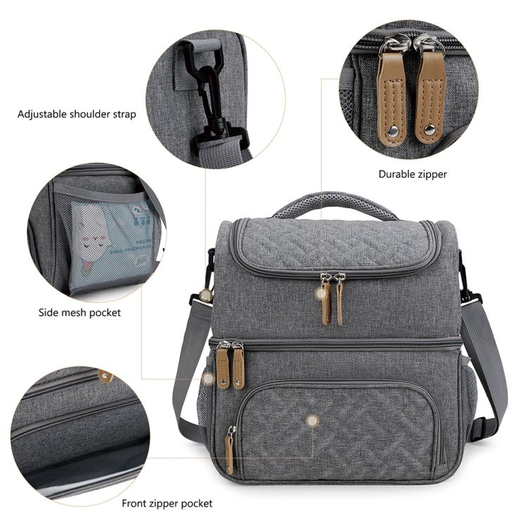 Dual Compartment Lunch Bag Tote with Shoulder Strap 3