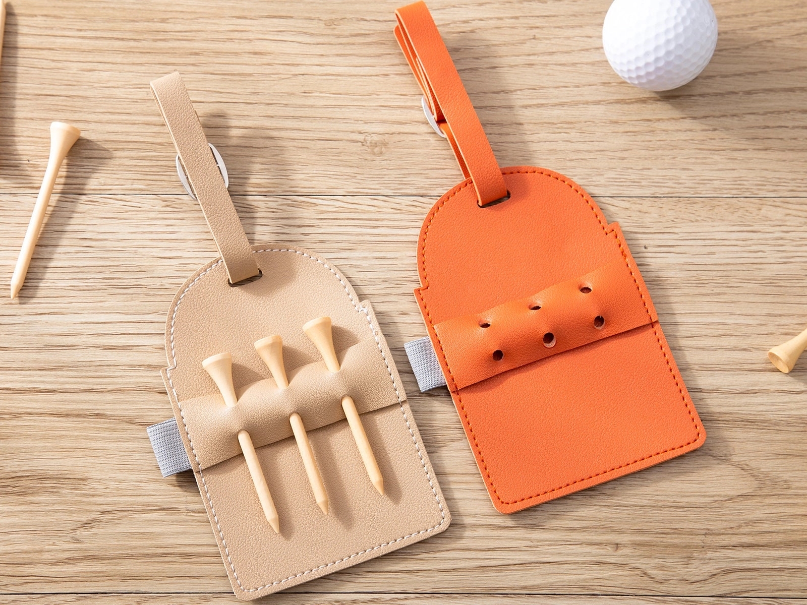 LEATHER GOLF BAG TAG TEE HOLDER 6