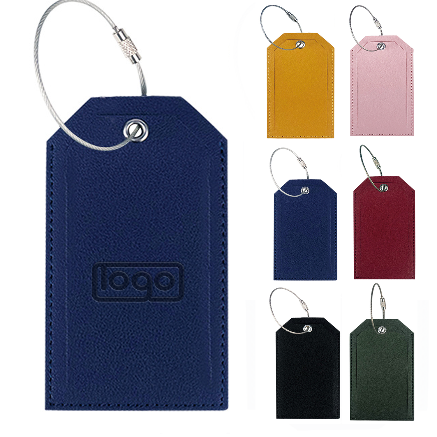 Metal Lanyard Leather Luggage Tag 6