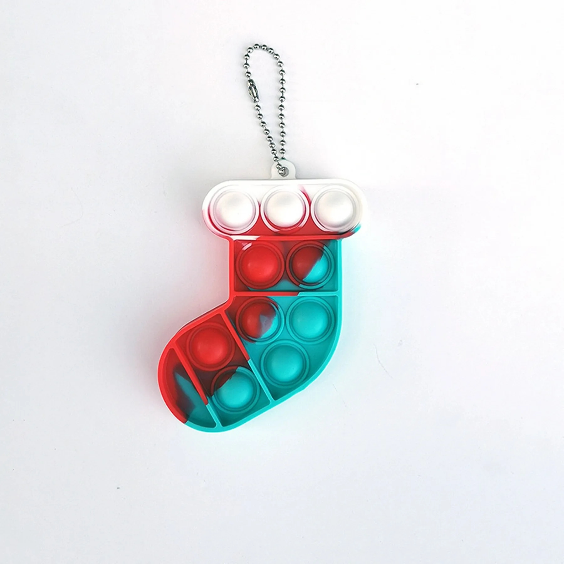 Christmas Sock Bubble Push Pop Keychain 1