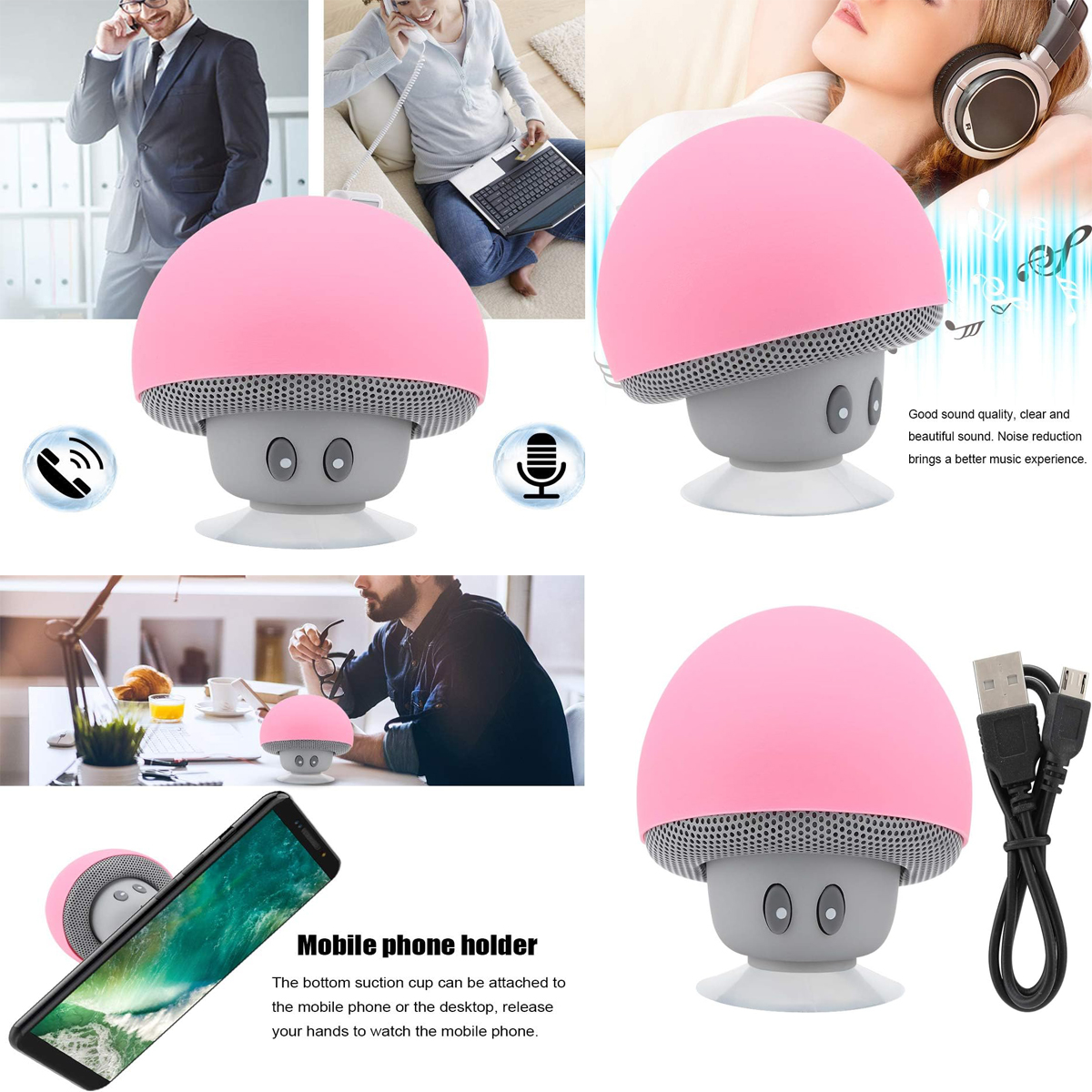 Portable Mushroom Wireless Subwoofer with Suction Cup 3