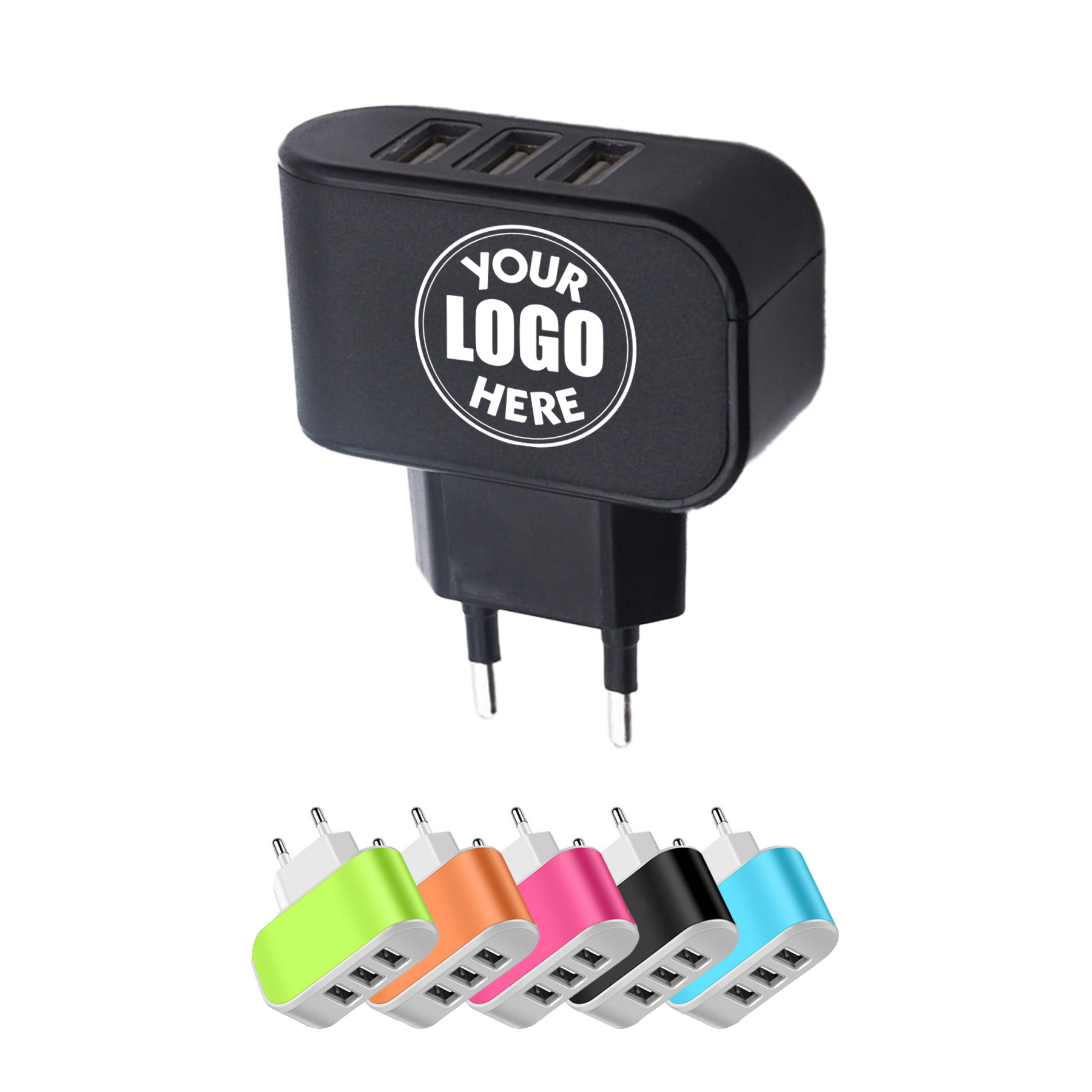 Multi Color 3 Hole Charger Plug 2