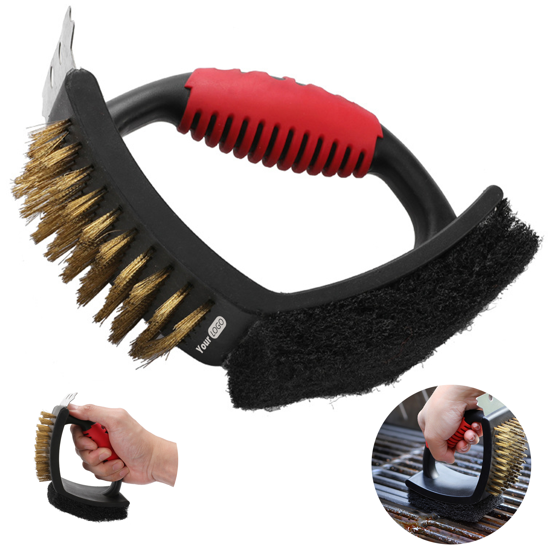Brass Outdoor Multifunctional Barbecue Cleaning Brush 2