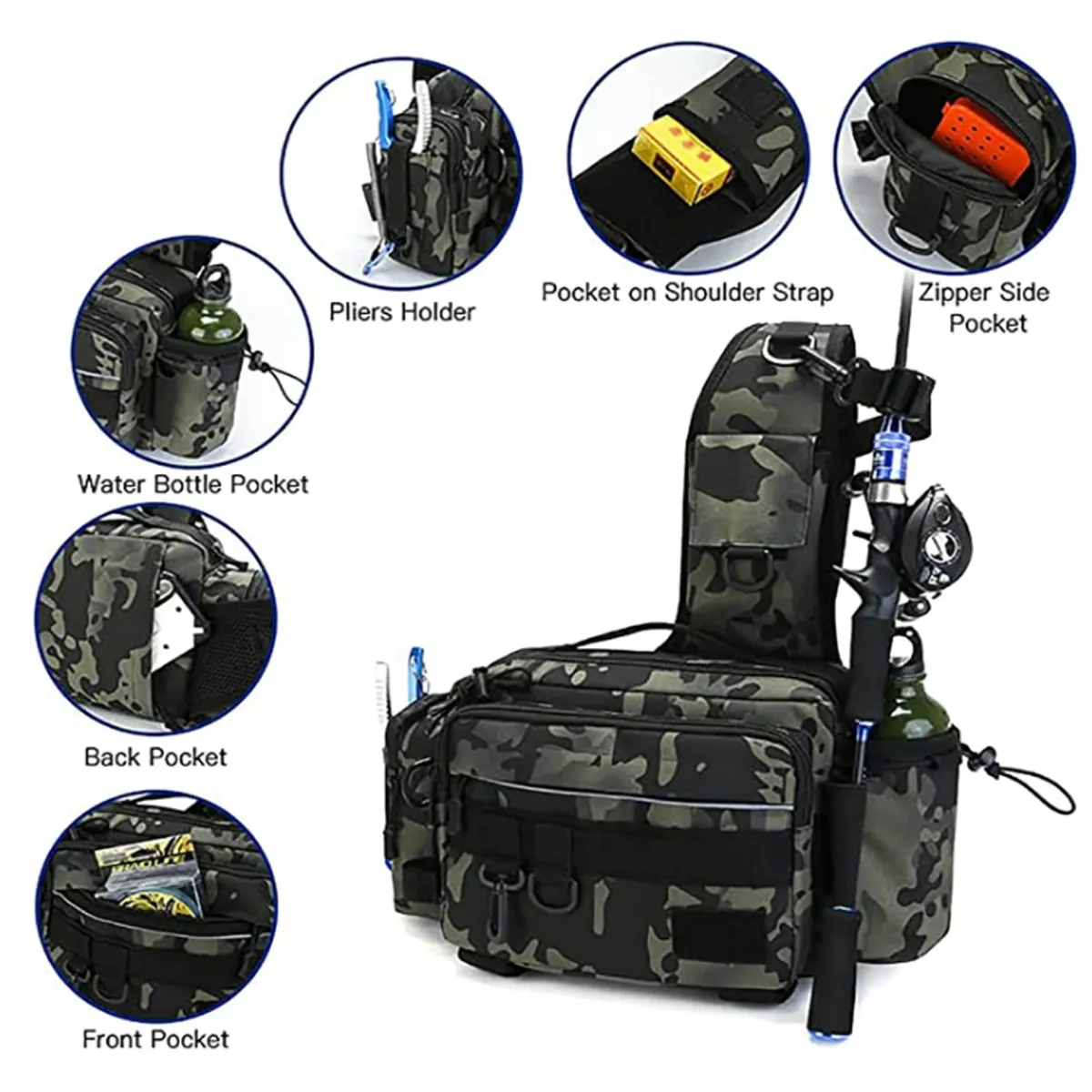 Fishing Hunting Tackle Bag Fanny Pack Waterproof Waist 5