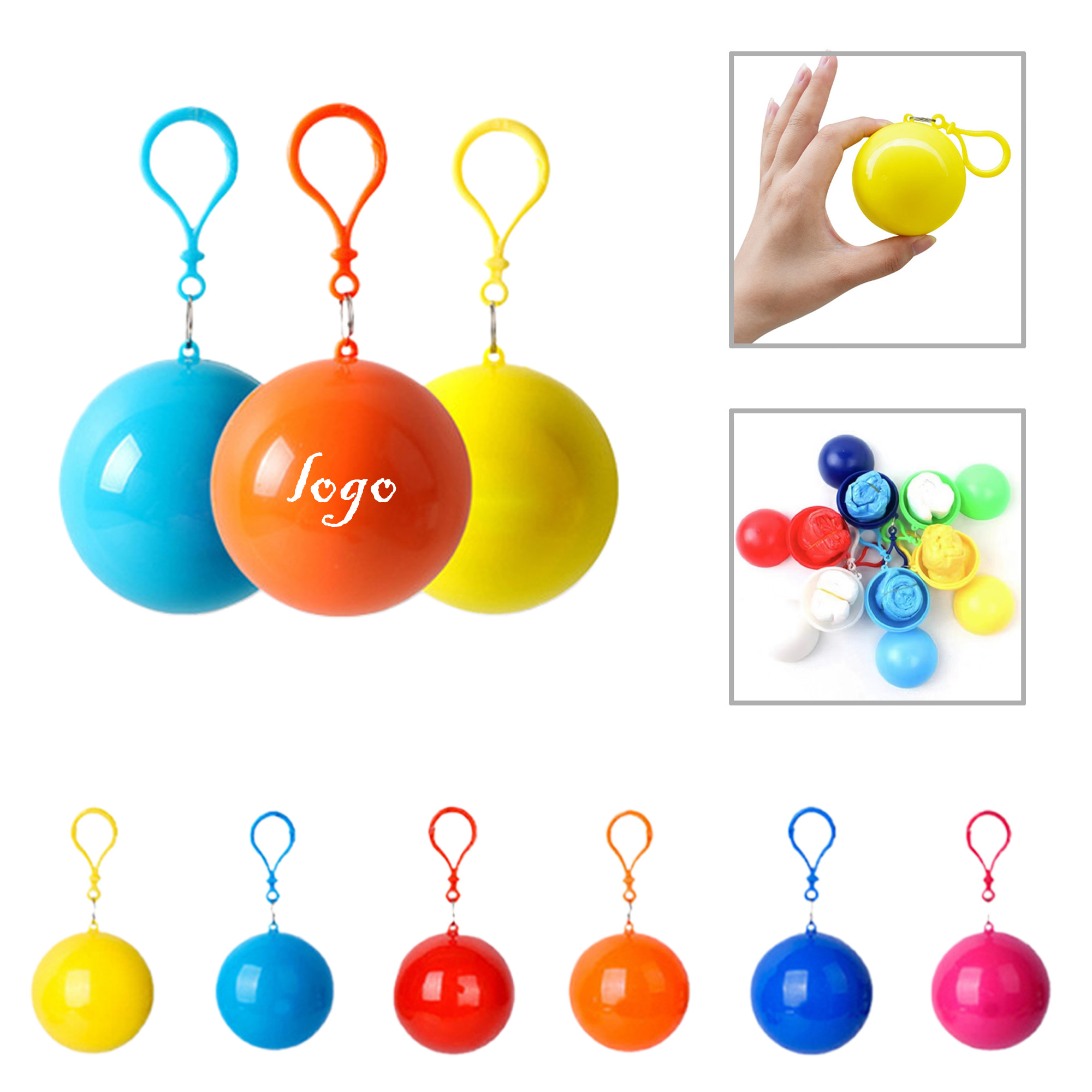 MOQ50 Compact Portable Raincoat in Ball Keychain 2
