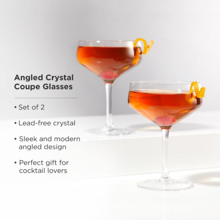 Viski® Raye Angled Crystal Coupe Glass, set of 2 4