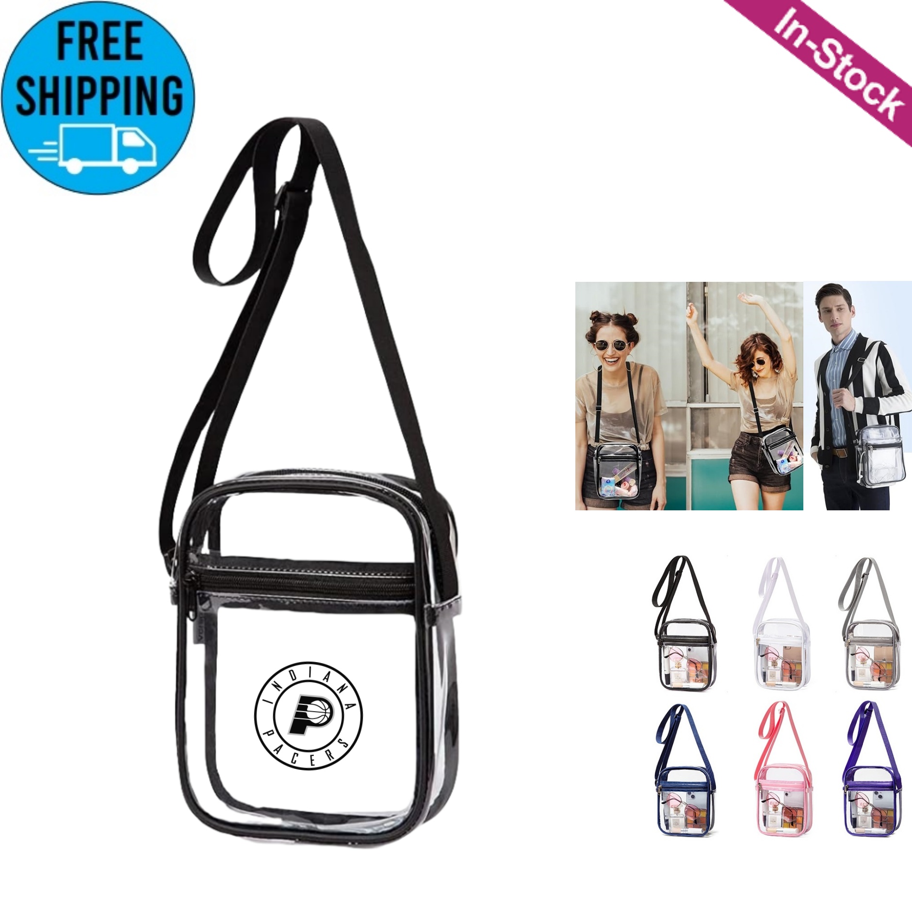 Large Clear CrossBody Bag Stadium Approved Clear Purse 2