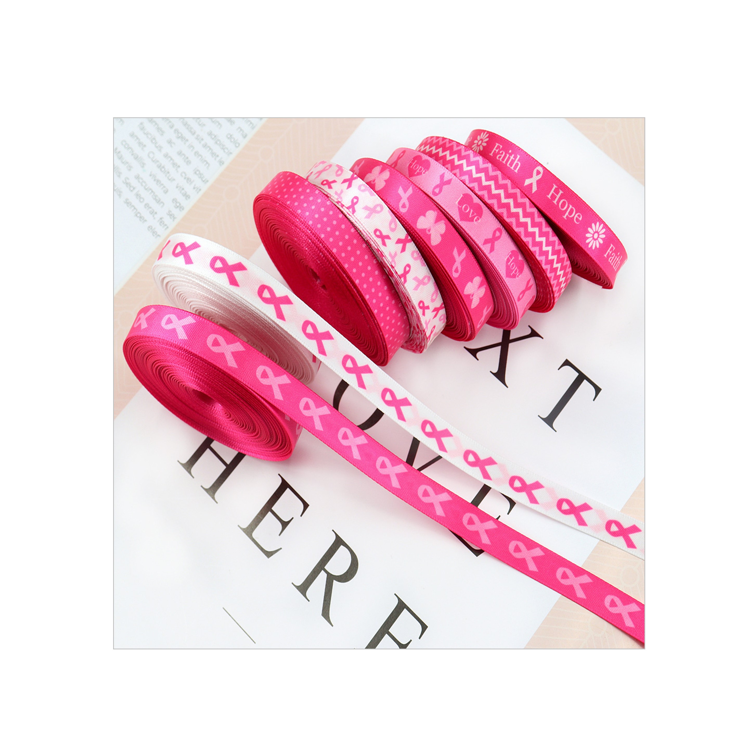 Breast Cancer Awareness Craft Ribbon 5 Yard (direct import) 3