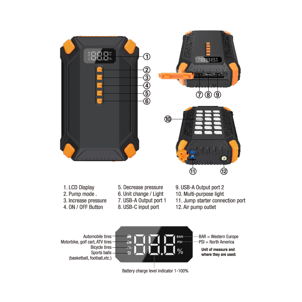 PowerBoost - Car Jump Starter with Built-In Tire Inflator 10