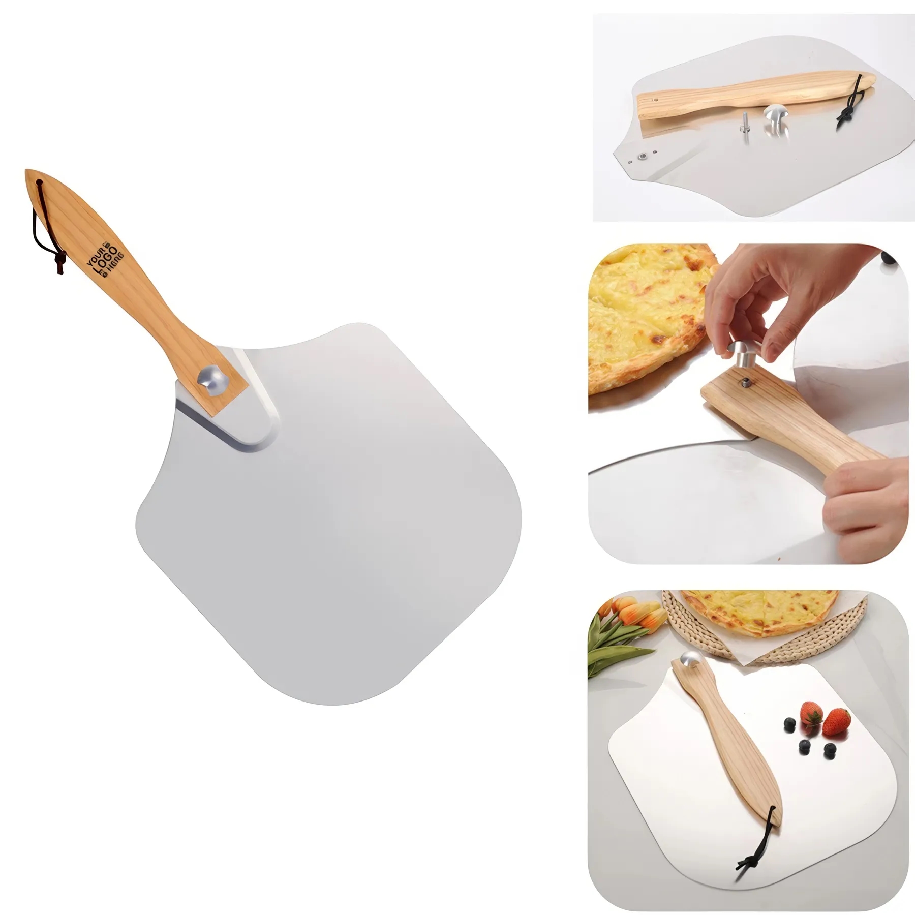 Metal Pizza Peel with Foldable Wood Handle 2