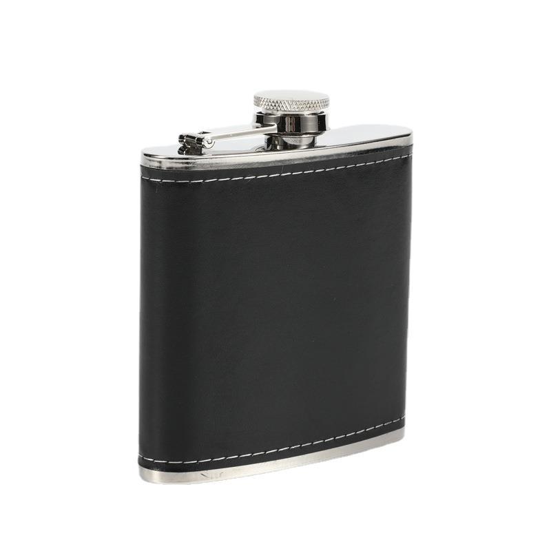 Leatherette Wrapped 6oz Stainless Flask 1