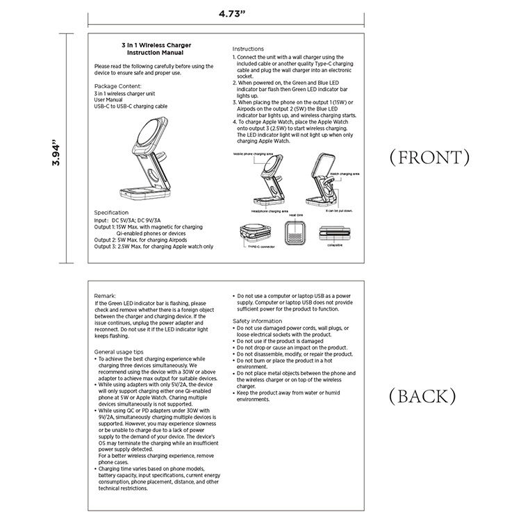 "AMPSTATION" 3-in-1 15W Wireless Charging Station 7
