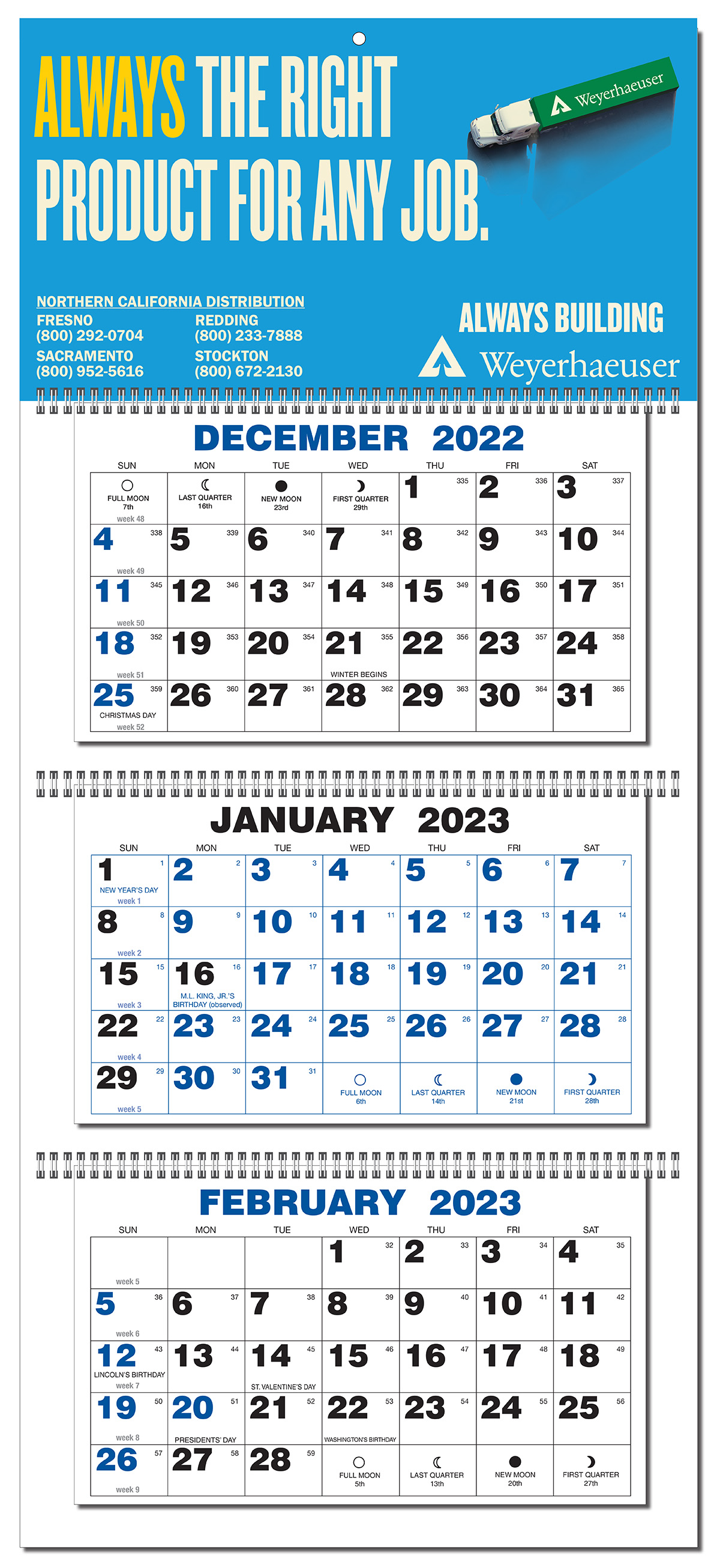 3 Month View Wall Calendar