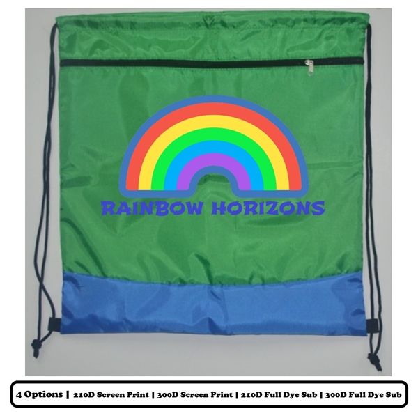 Sublimation Multi-Panel Polyester Drawstring Bag w/ 2