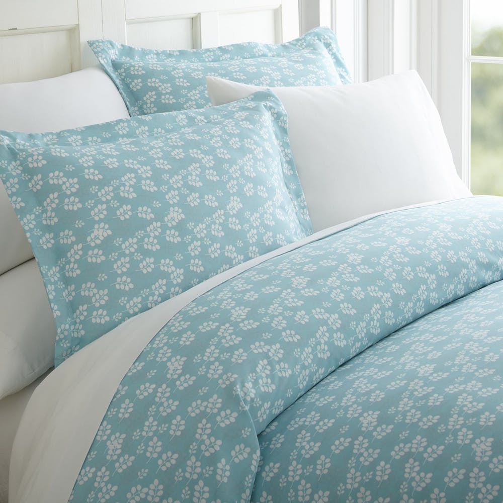 Duvet Cover Sets - Blue Wheat Floral Queen 3 Piece 2