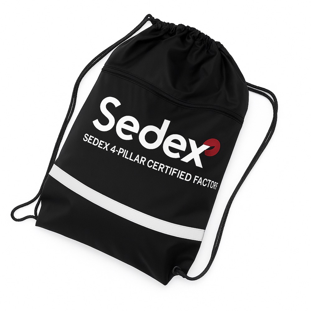 Drawstring Backpack with Zipper Pocket. 3