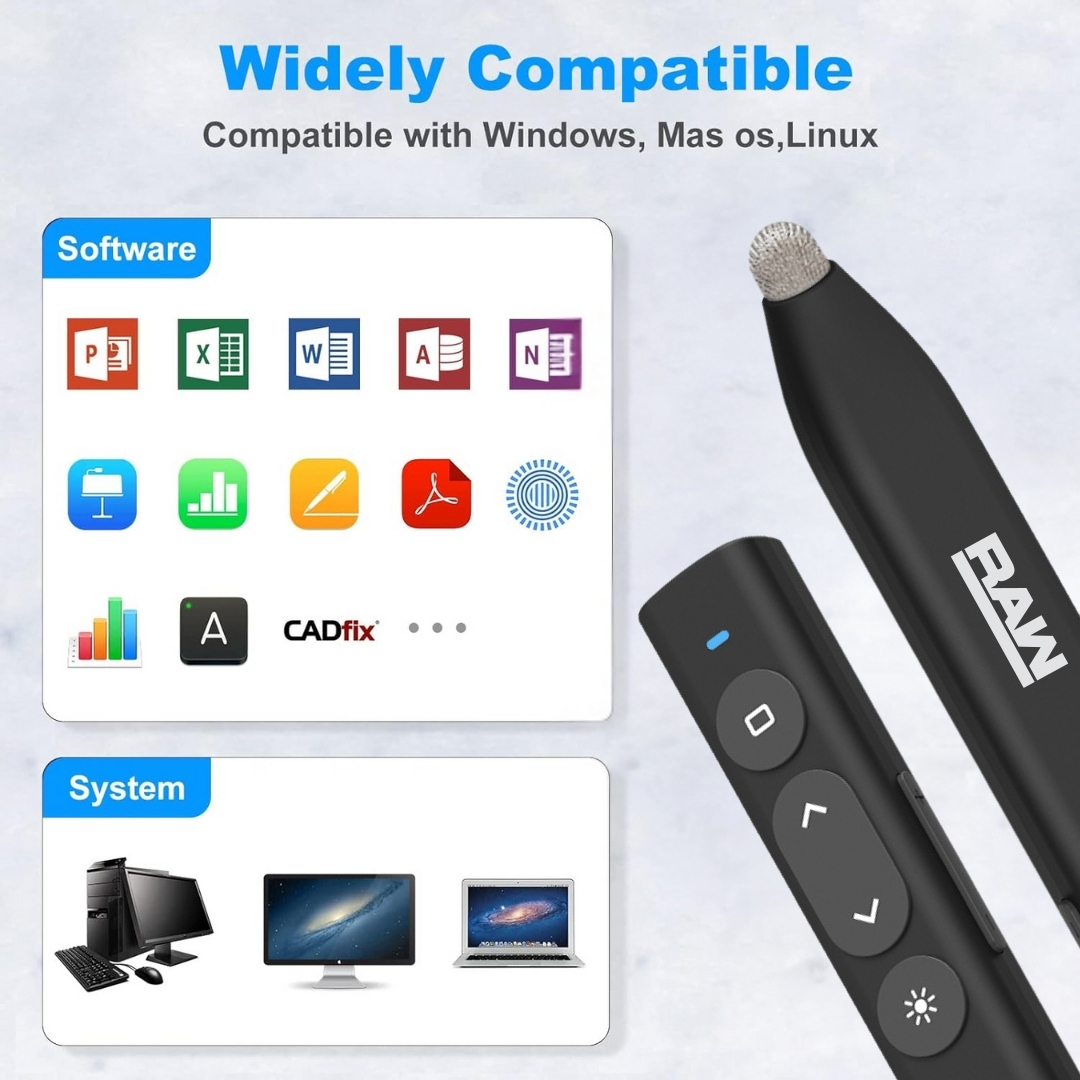 Presentation Clicker Stylus with 100m Range and Laser Pointer 5