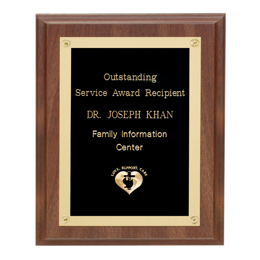 Walnut Finish Plaque w/Rosettes 4