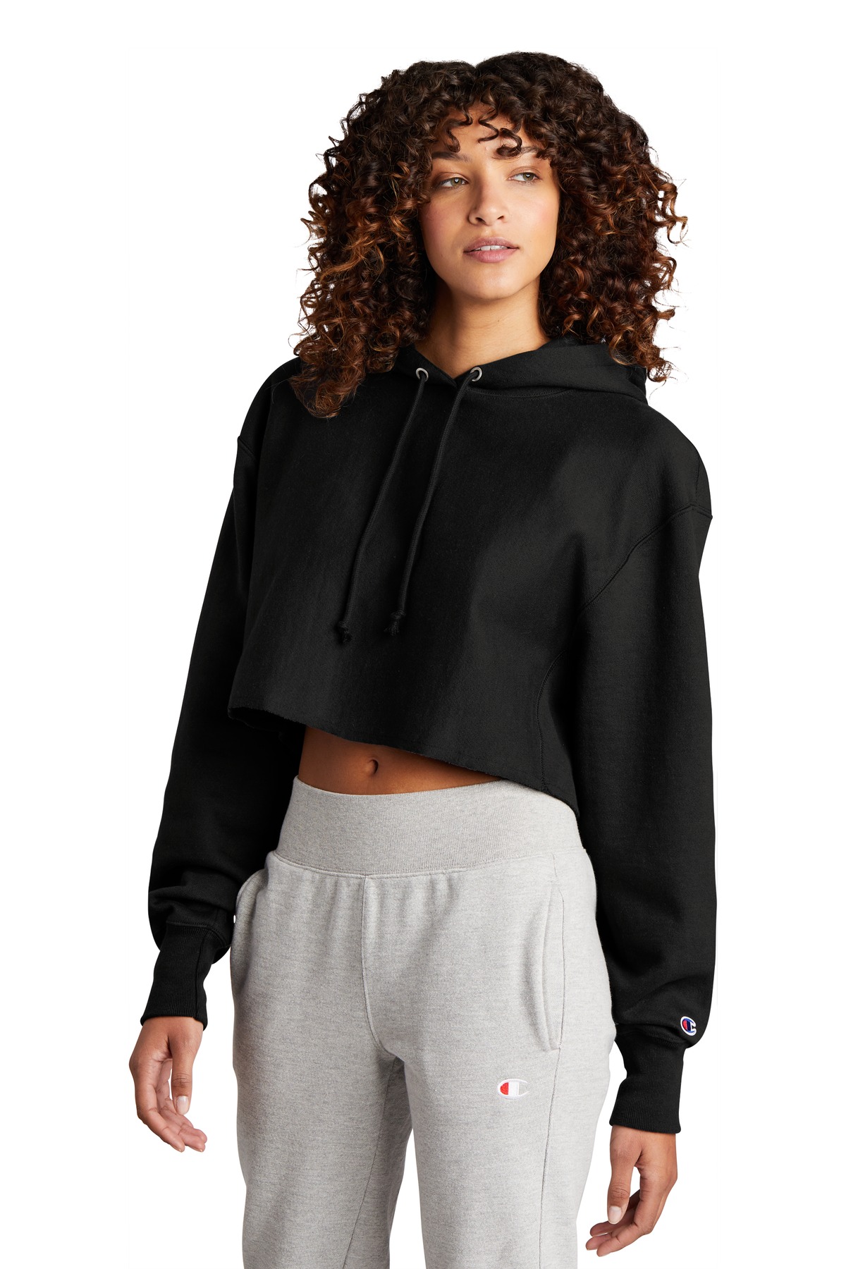 Champion Women's Reverse Weave Cropped Cut-Off Hooded Sweatshirt RW01W 41