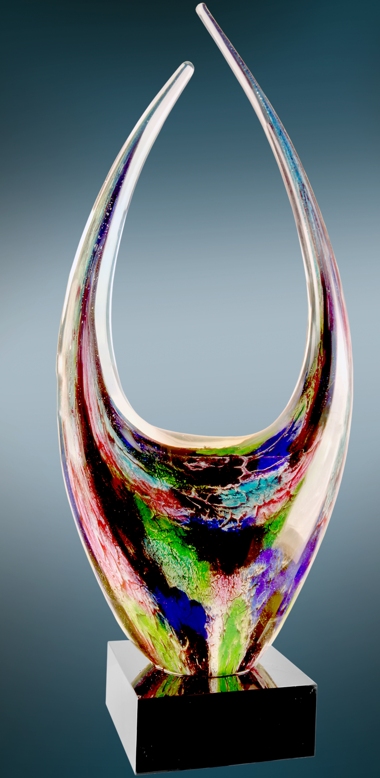 16 3/4" Dual Rising Art Glass Award 3