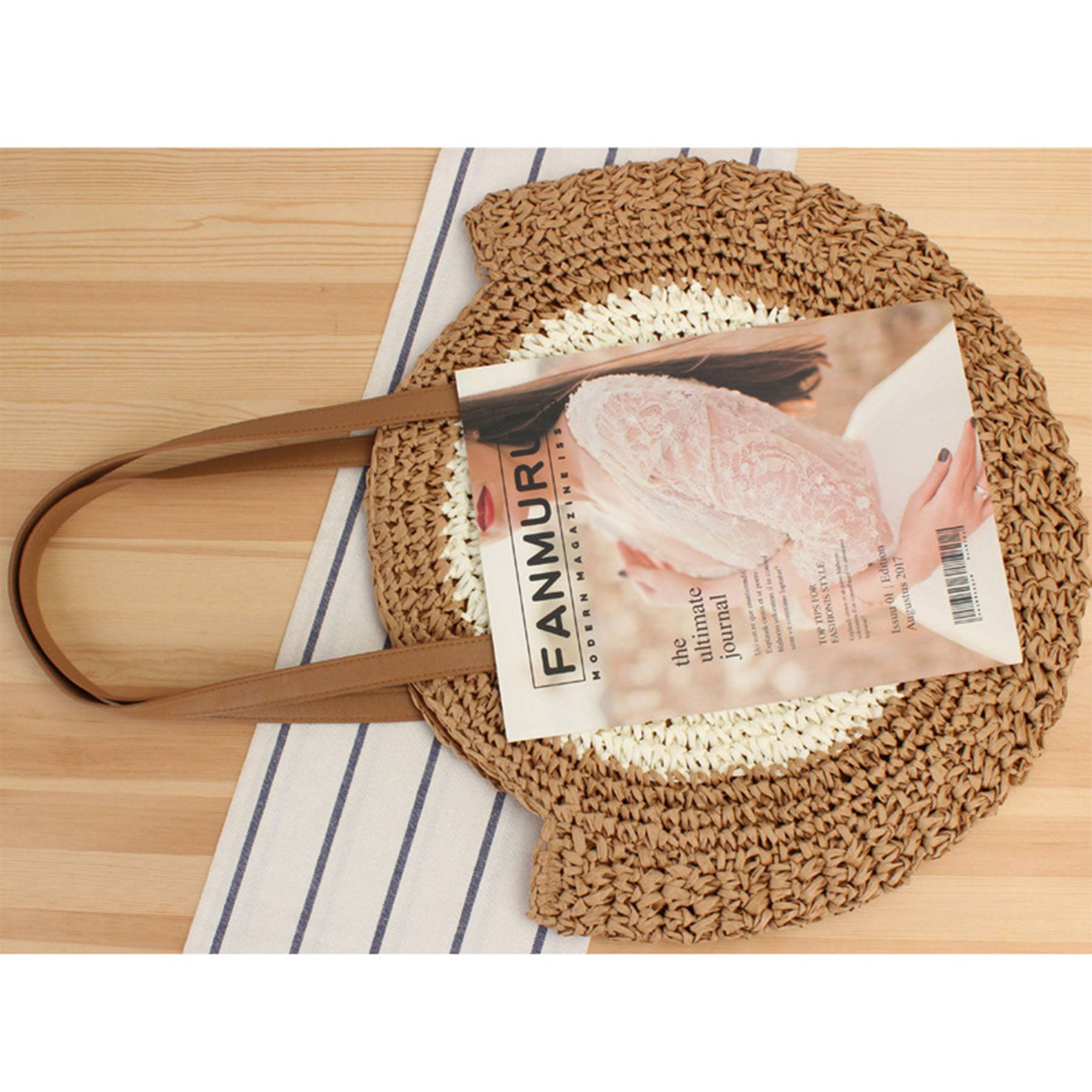 Paper Round Tote Woven Bag 2