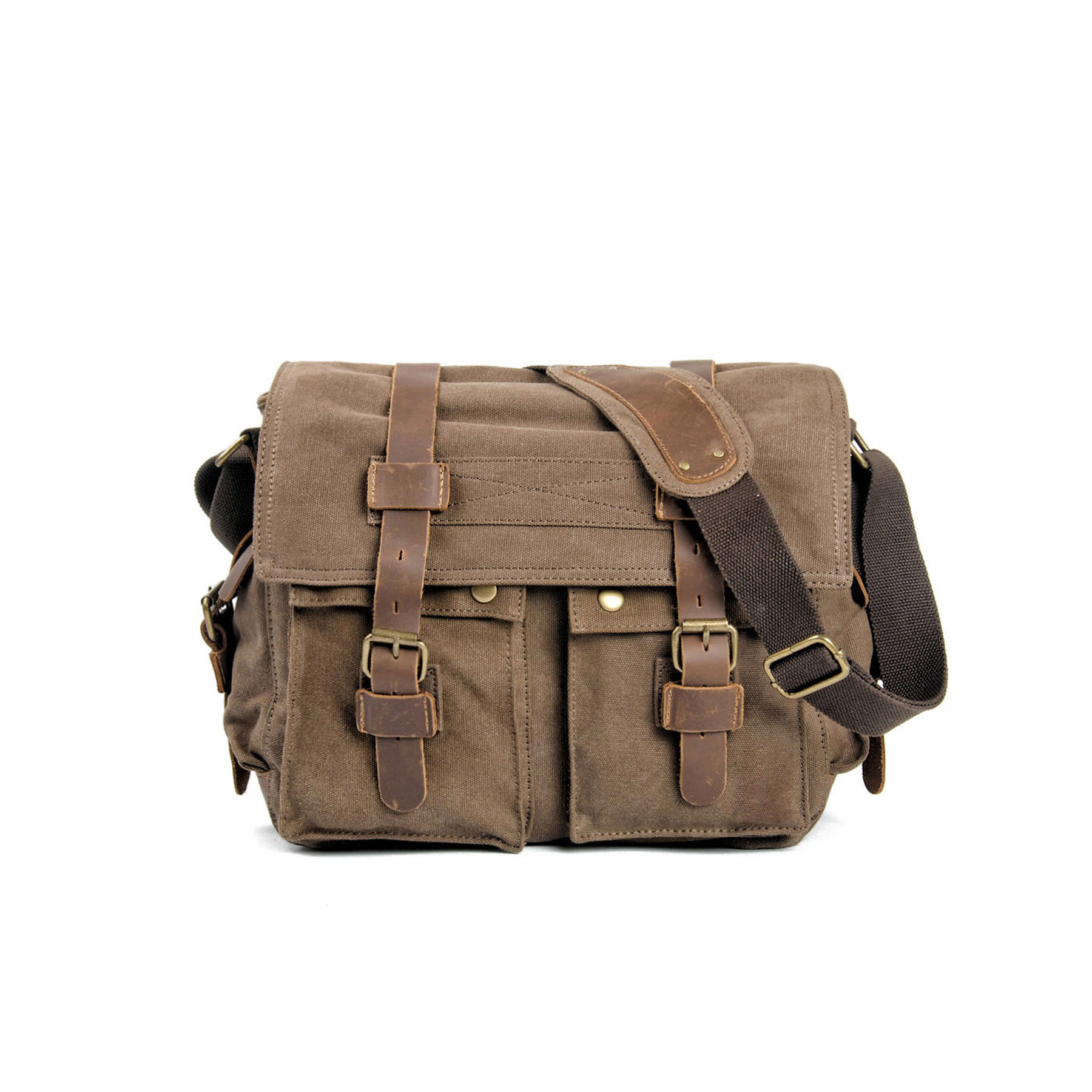 Vintage Military Leather Canvas Bag 1