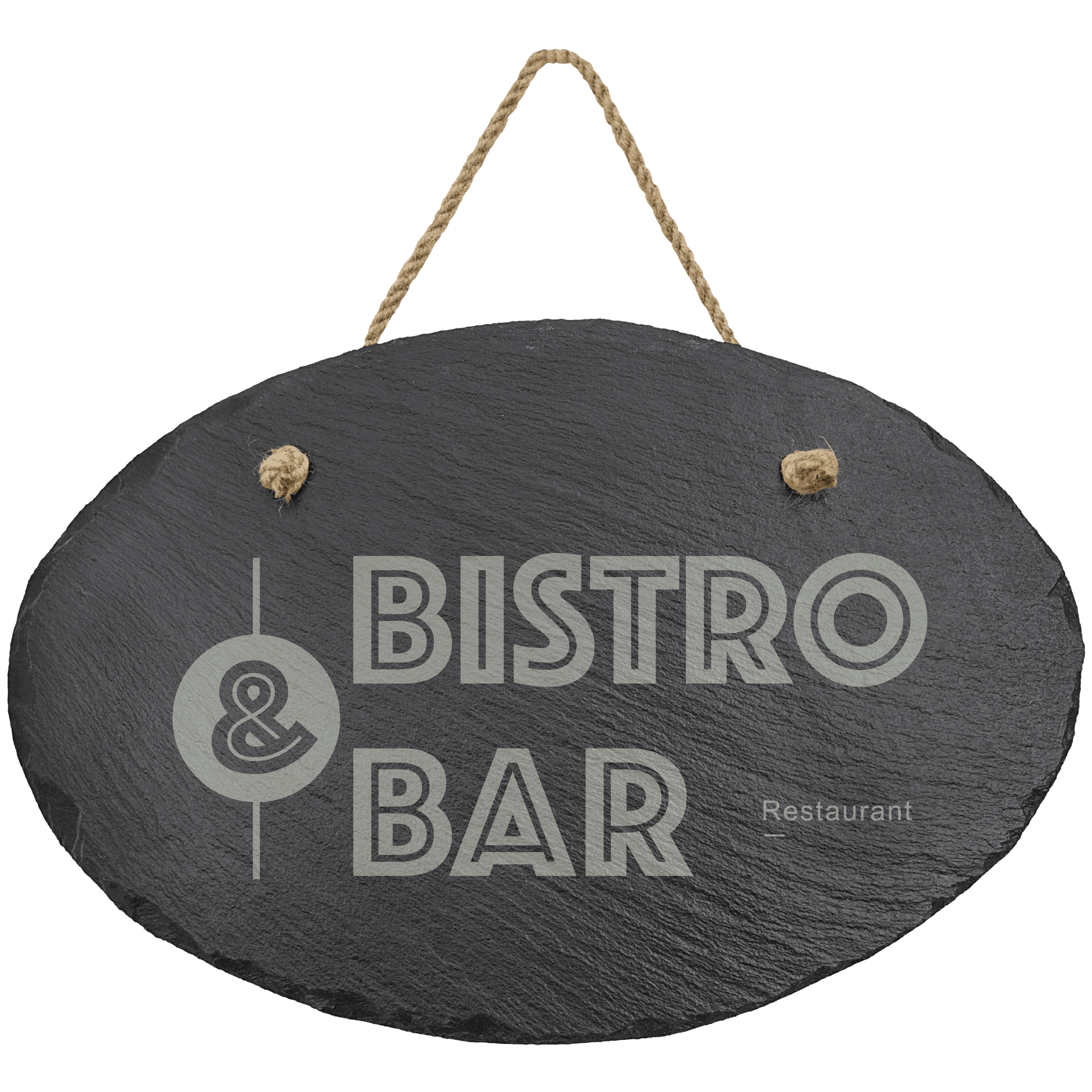11 3/4" x 7 3/4" Oval Slate Decor with Hanger String