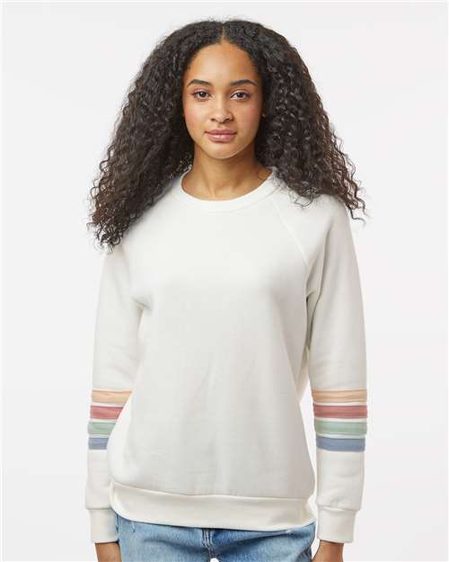 Women's Striped Sleeves Crewneck Sweatshirt - W23152 7