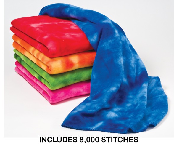 Tie Dye Fleece Blanket - Embroidered 1