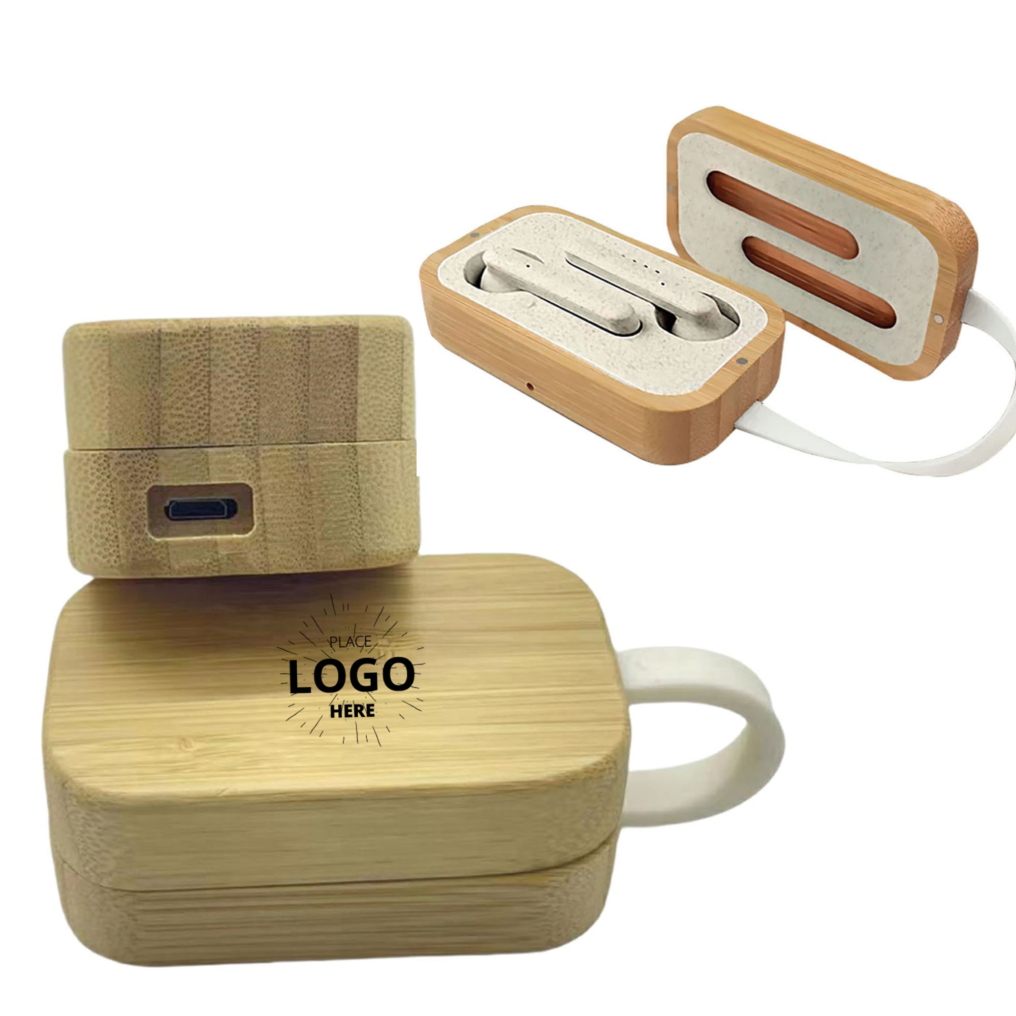 TWS Earbuds In Bamboo Charging Case 1