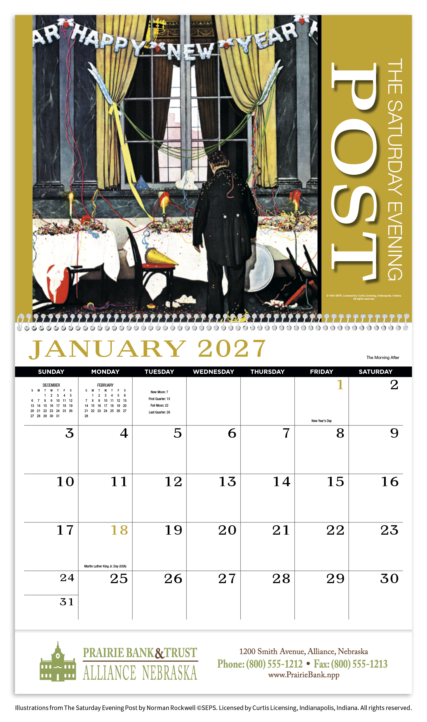 HotLine® Products Saturday Evening Post Appointment Calendar - Spiral 50