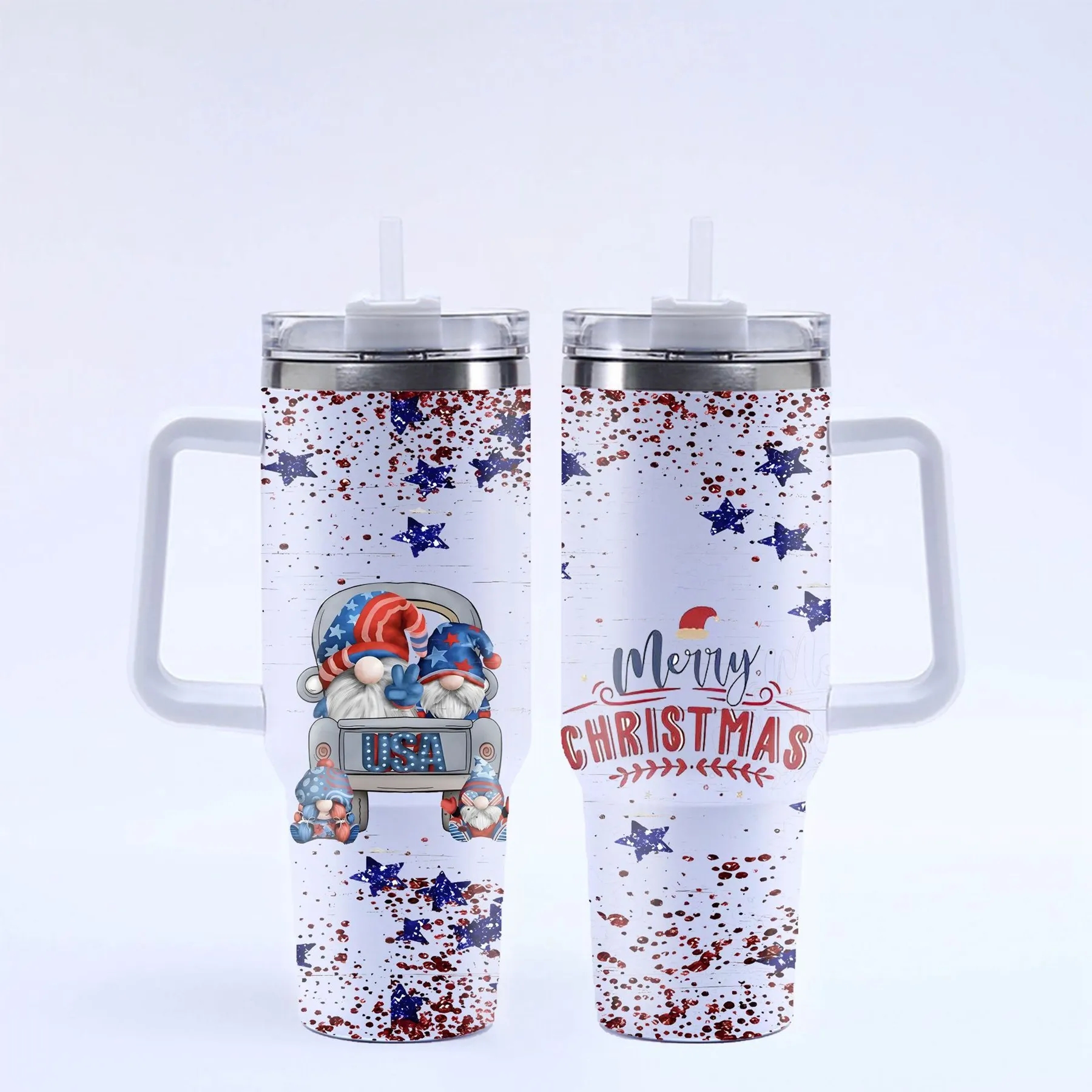 40 Oz. Christmas Theme Vacuum Tumbler with Lid and Straw 41