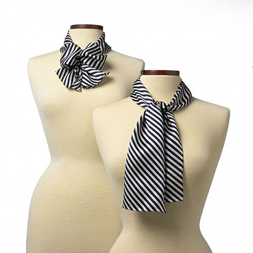 Navy Blue Saville Stripe Polyester Scarf - 8"x45" 2